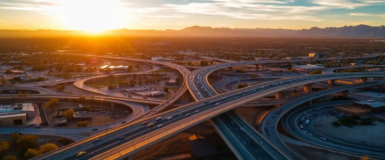 Phoenix freeway aerial view — Saguaro Injury Law car accident guide